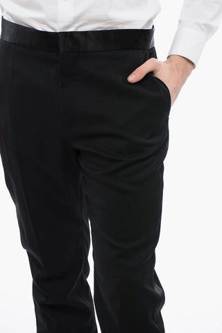 4-Pocketed Wool Blend Pants with Satin Details