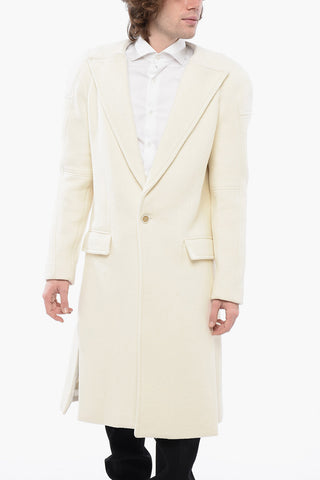 Wool Blend Slim Fit Coat with Padded Shoulders