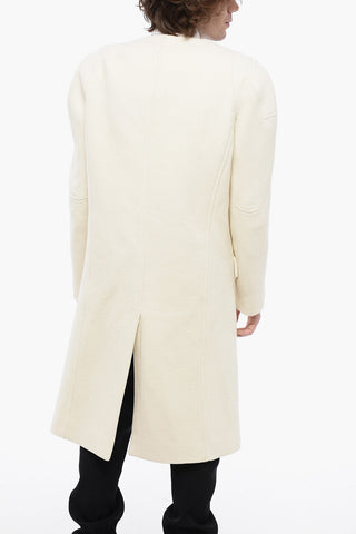 Wool Blend Slim Fit Coat with Padded Shoulders