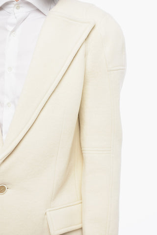 Wool Blend Slim Fit Coat with Padded Shoulders