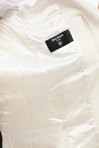 Wool Blend Slim Fit Coat with Padded Shoulders