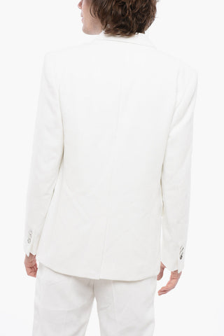 Double-breasted Viscose Blazer with Logoed Buttons