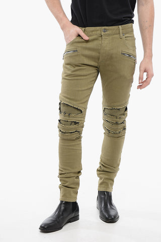 Cotton Biker Denims with Destroyed Details 15cm