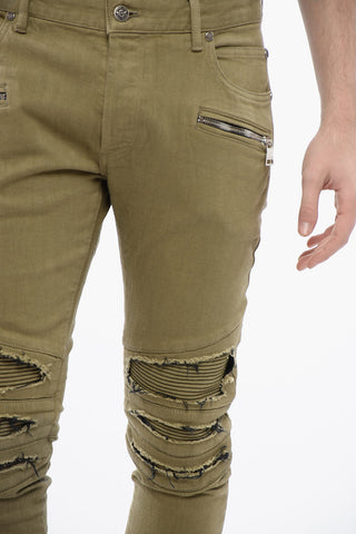 Cotton Biker Denims with Destroyed Details 15cm