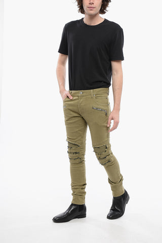 Cotton Biker Denims with Destroyed Details 15cm