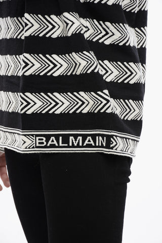 Crew Neck Chevron Virgin Wool Sweater