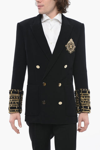 Double-breasted CHAIN Blazer with Jeweled Cuffs