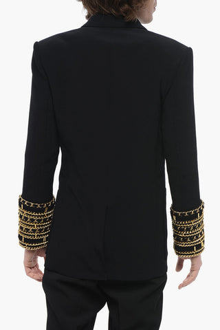 Double-breasted CHAIN Blazer with Jeweled Cuffs