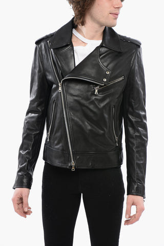Chiodo in Pelle con Zip Decentrata