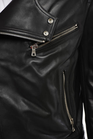 Chiodo in Pelle con Zip Decentrata