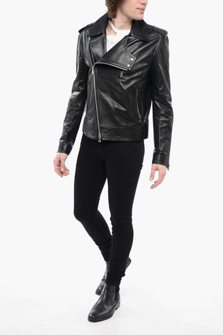 Chiodo in Pelle con Zip Decentrata