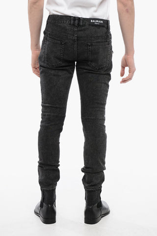 Slim Fit Biker Denims with Logoed Cuffs 15cm