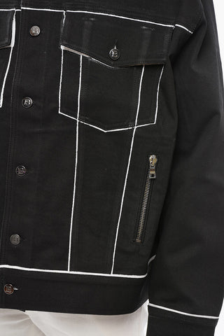Coated Denim Jacket with Contrasting Hems