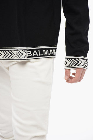 Crew Neck Virgin Wool Sweater with Contrasting Edges