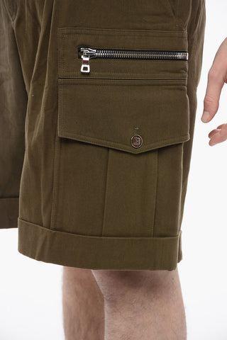 Single-pleated Cotton Cargo Pants with Belt Loops