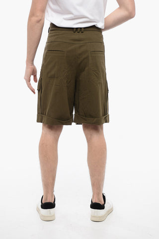 Single-pleated Cotton Cargo Pants with Belt Loops