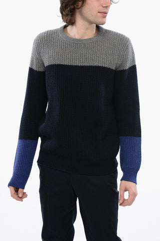 Two Tone Cashmere Crewneck Pullover