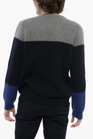 Two Tone Cashmere Crewneck Pullover