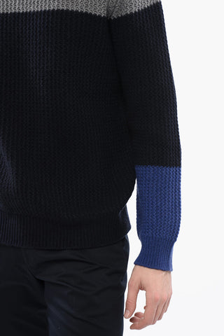 Pullover Girocollo in Cashmere Bicolore