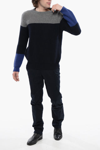 Two Tone Cashmere Crewneck Pullover