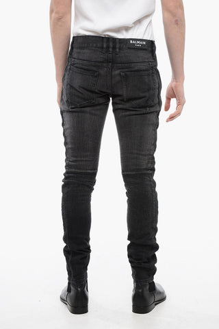 Slim Fit Biker Denims with Logoed Cuffs 15cm