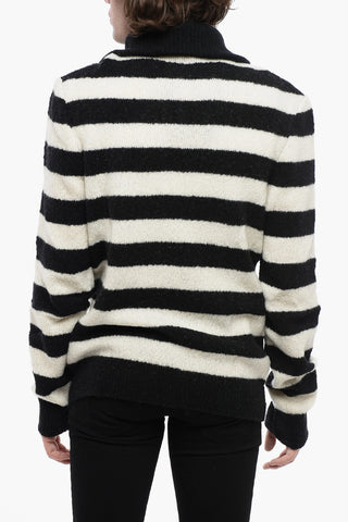 Maglia Mock Neck a Righe Awning con Half Zip