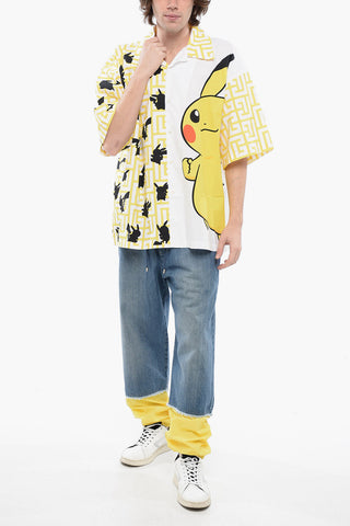 BALMAIN X POKEMON Printed Cotton Bowling Shirt