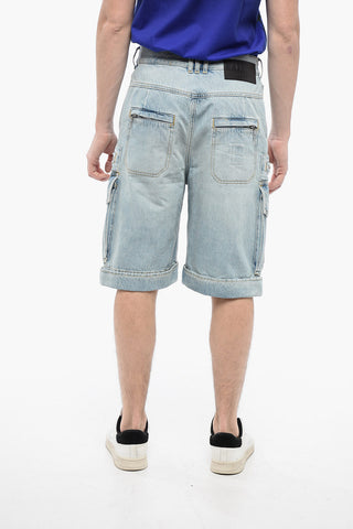 Denim Cargo Shorts with Belt Loops