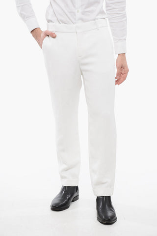 Viscose Cropped Fit Pants with Cuffs