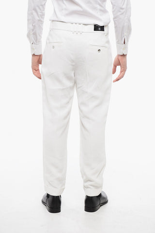 Viscose Cropped Fit Pants with Cuffs