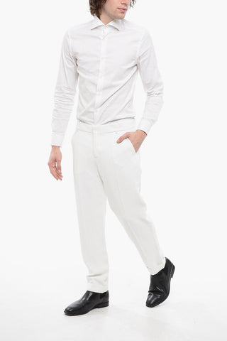 Viscose Cropped Fit Pants with Cuffs