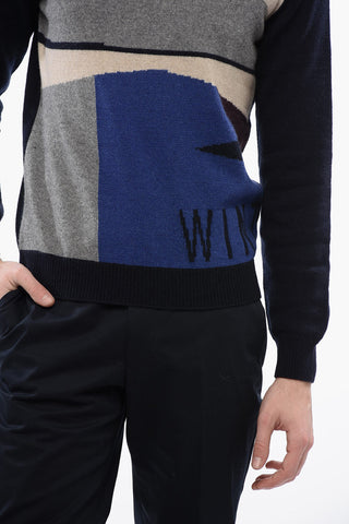 Maglia a Collo Alto in Cashmere con Motivo Multicolor