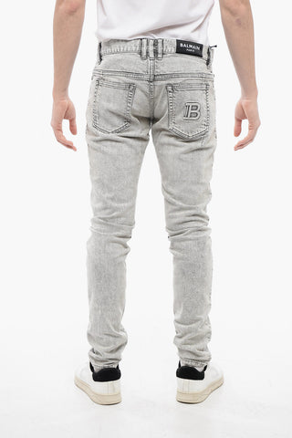 Jeans Slim Fit con Lavaggio Stone 14cm