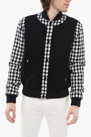 Bomber in Misto Cotone con Maniche Pied de Poule