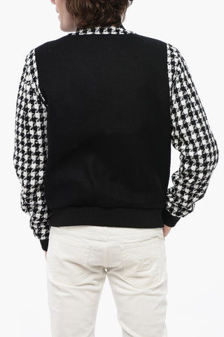 Bomber in Misto Cotone con Maniche Pied de Poule