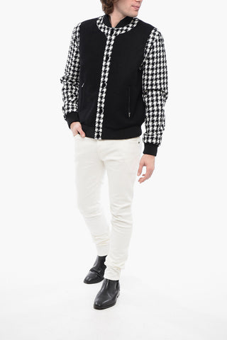 Bomber in Misto Cotone con Maniche Pied de Poule