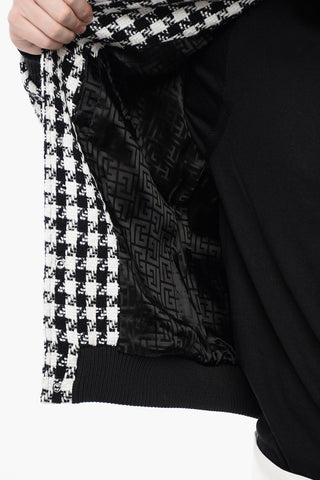 Bomber in Misto Cotone con Maniche Pied de Poule