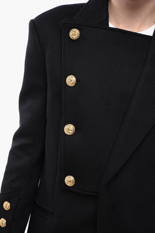 Double-breasted Virgin Wool Coat with Peak Lapel