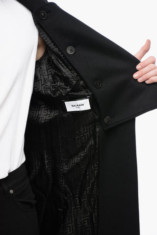 Double-breasted Virgin Wool Coat with Peak Lapel