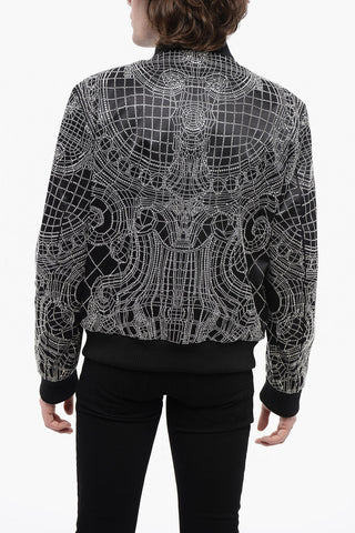 All-Over Rhinestoned Satin Bomber Jacket