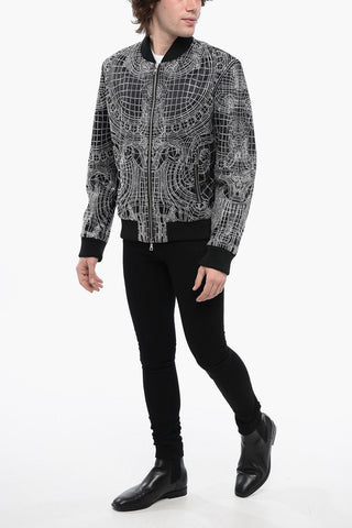 All-Over Rhinestoned Satin Bomber Jacket