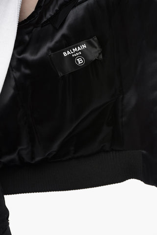 All-Over Rhinestoned Satin Bomber Jacket