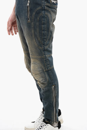 빈티지 워시 바이커 진 15cm 허리 밴드