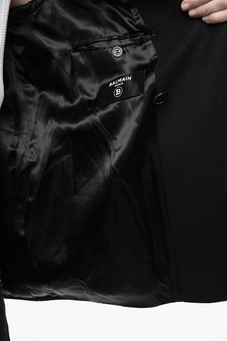 Double-breasted Virgin Wool Blend Coat with Logoed Buttons