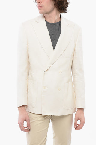 Double-breasted ACADEMY SOFT Jacquard Cotton Blend Blazer