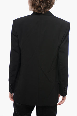 Double-breasted Viscose Blazer with Covered Buttons