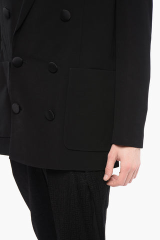 Double-breasted Viscose Blazer with Covered Buttons
