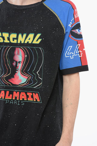 Crew Neck SIGNAL Cotton T-Shirt with Print
