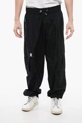 Nylon Cargo Track Pants with Elastic Cuffs