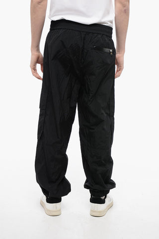 Nylon Cargo Track Pants with Elastic Cuffs